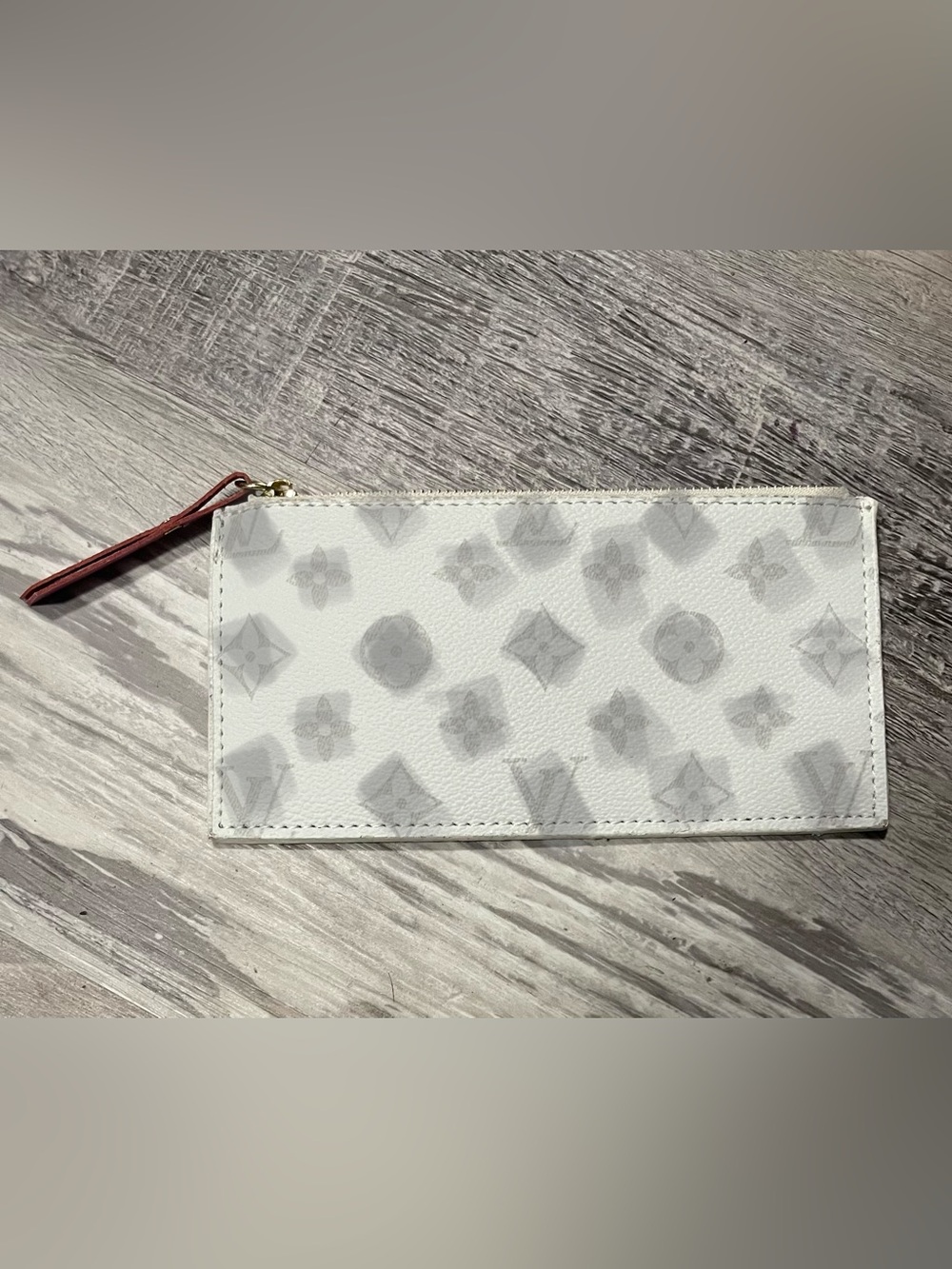 Designer-Inspired White Patterned Zip Pouch